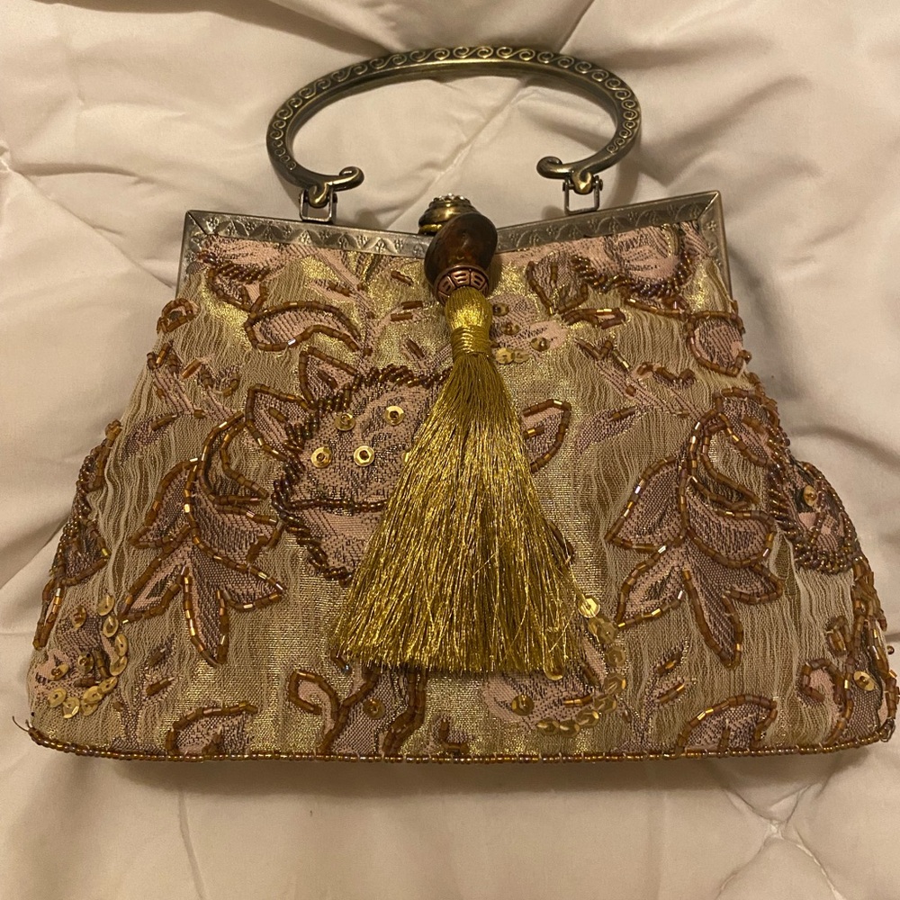 Vintage silk beaded bag